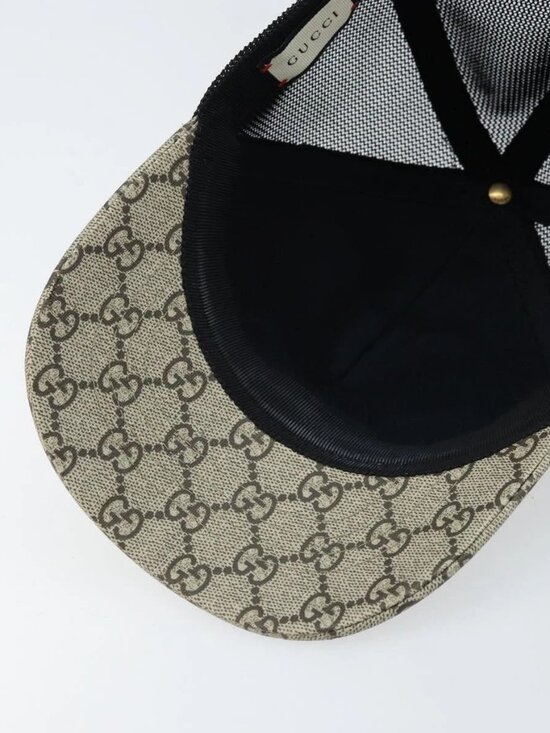 GUCCI GG Supreme Web Sherry Line Cap PVC L Beige Red Green 426887 Auth 171533 main image 13